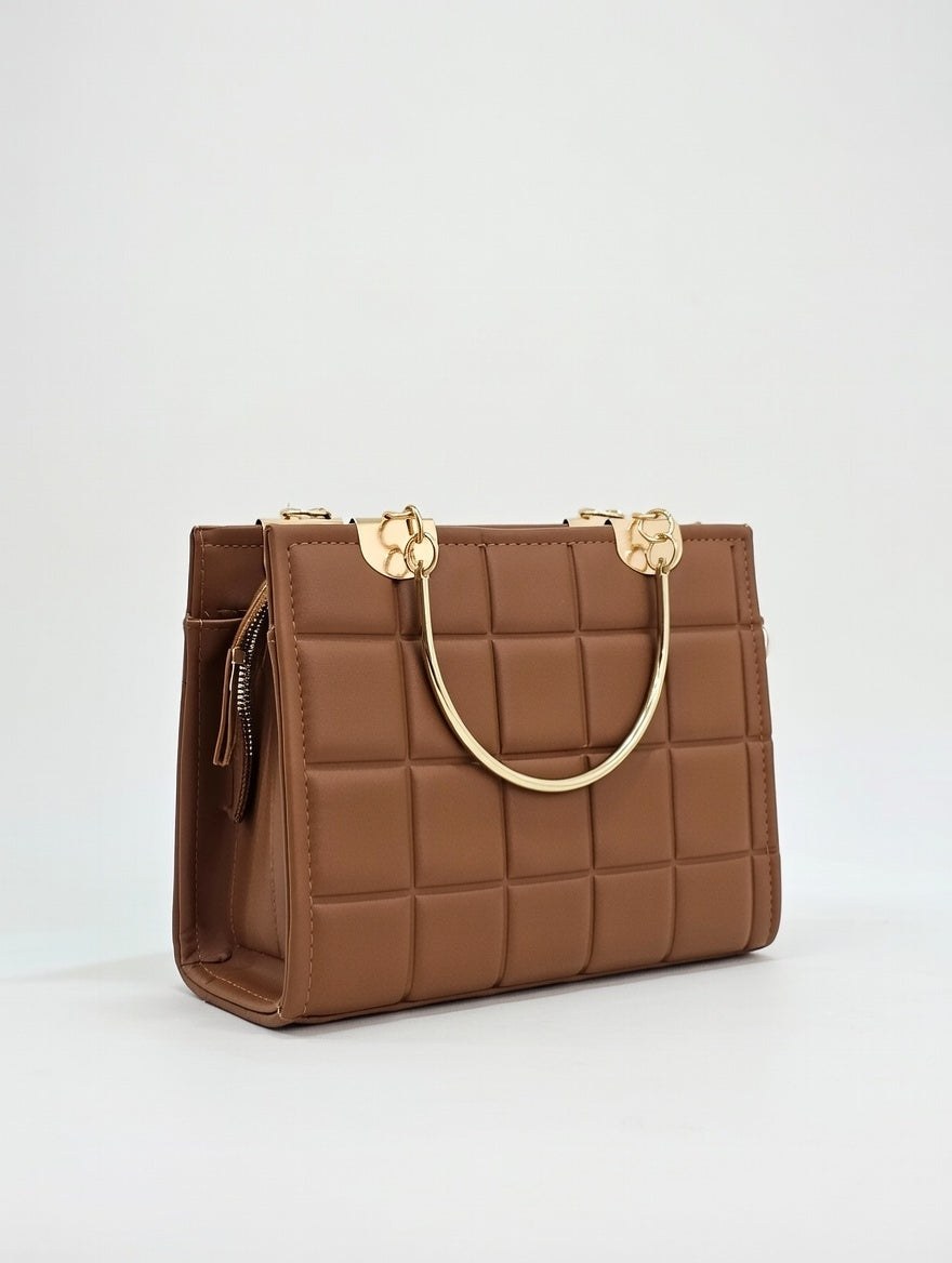 Elite Square Texture Bag(Brown)