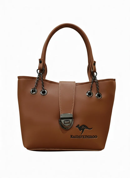 Chic Chain Handle Bag (Brown)