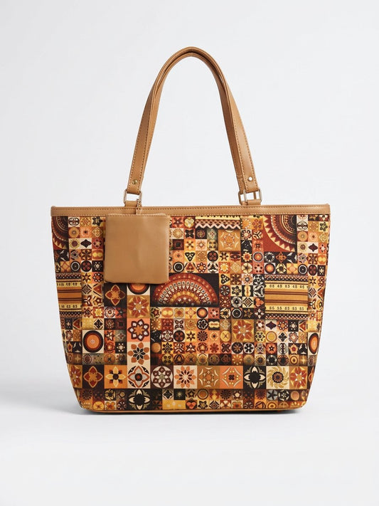 TILE PRINT MOSAIC TOTE BAG