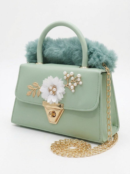 Aqua Green Atelier Fur Flap Bag