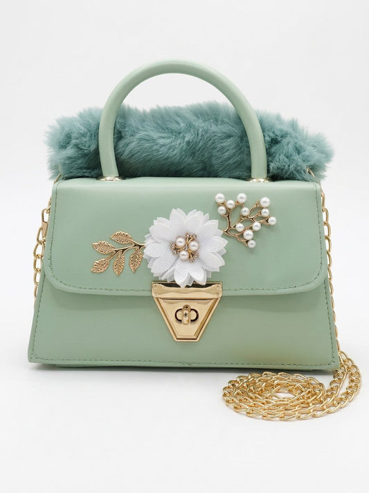 Aqua Green Atelier Fur Flap Bag