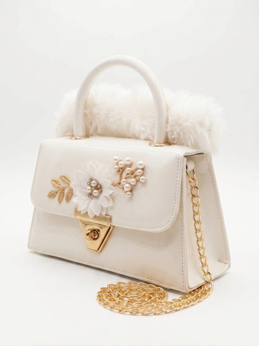 White Atelier Fur Flap Bag