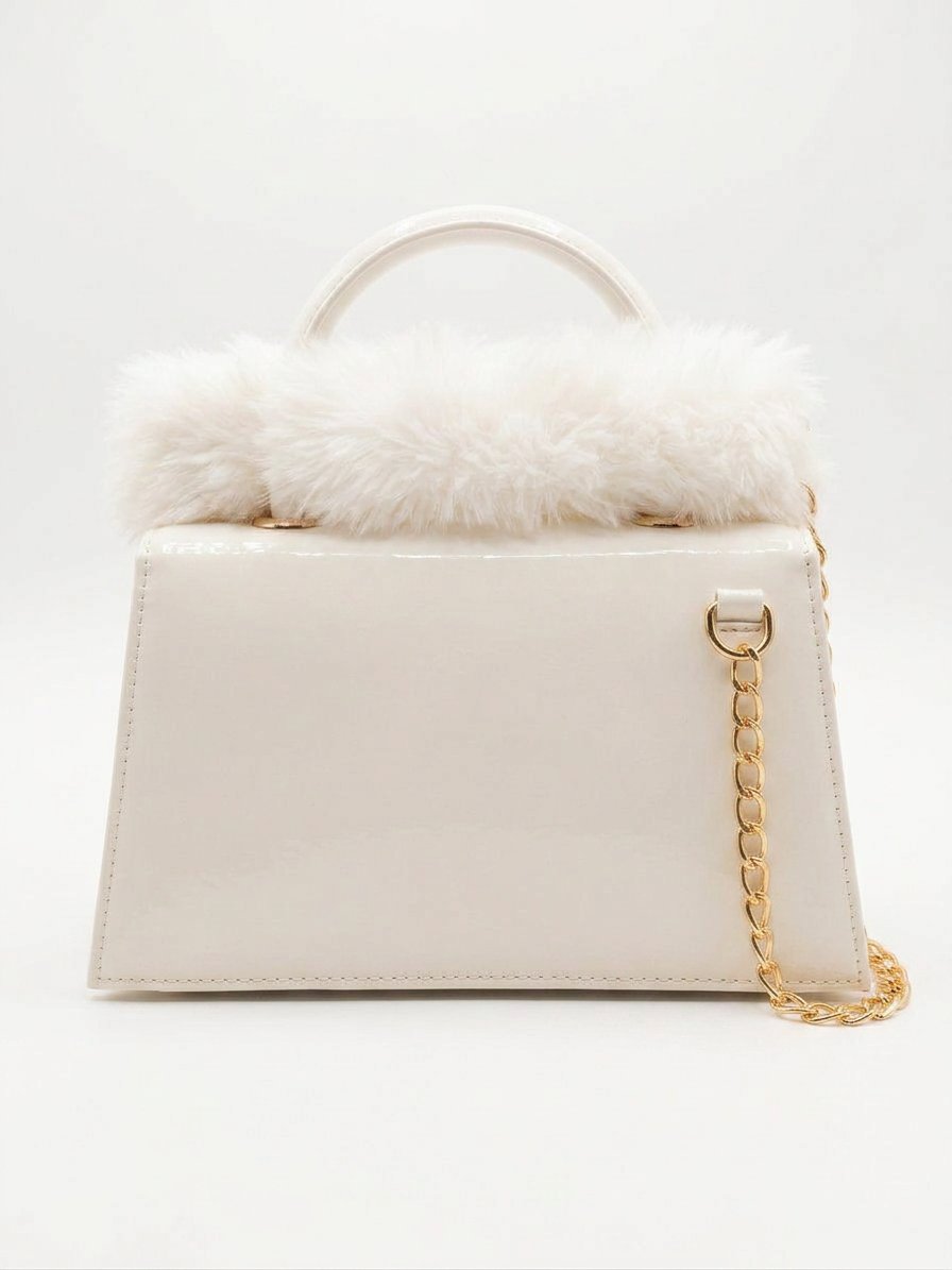 White Atelier Fur Flap Bag
