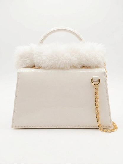 White Atelier Fur Flap Bag