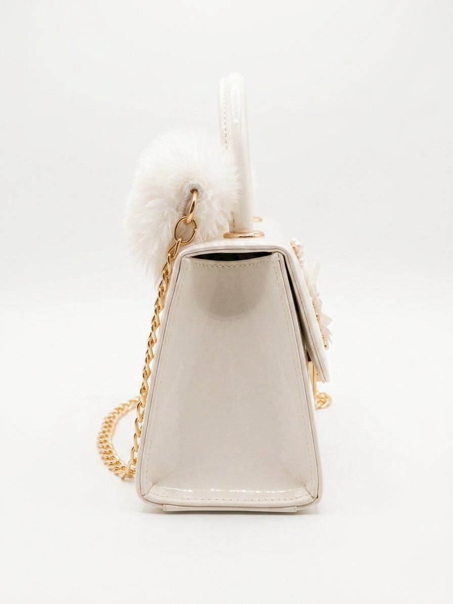White Atelier Fur Flap Bag