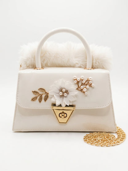 White Atelier Fur Flap Bag