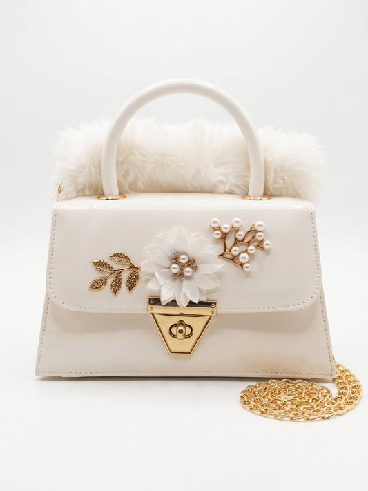 White Atelier Fur Flap Bag