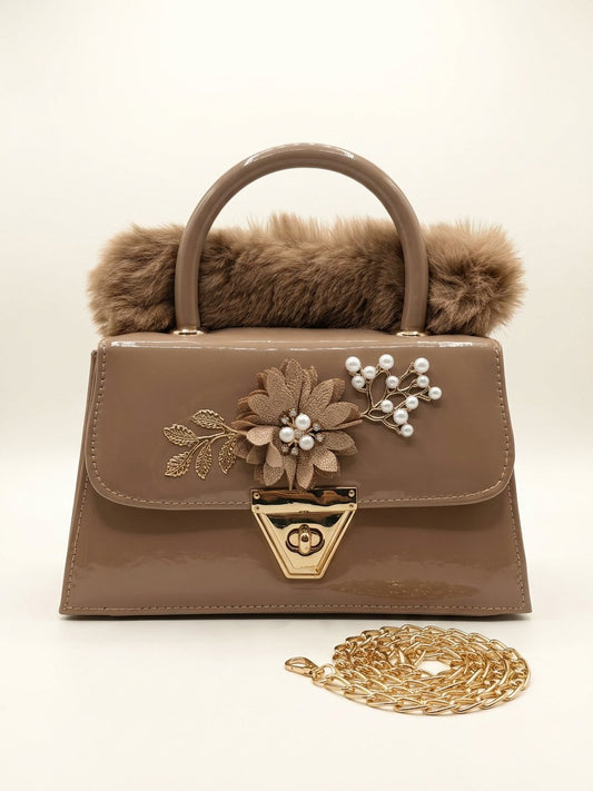 Brown Atelier Fur Flap Bag