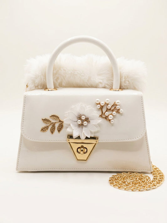 White Atelier Fur Flap Bag
