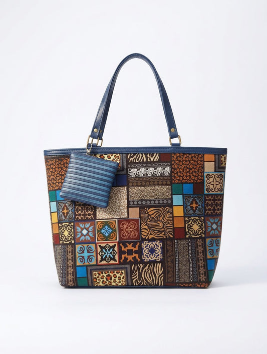 Modern Tile Print Tote Bag