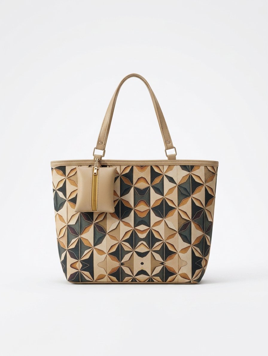 Geometric Tile Print Tote Bag