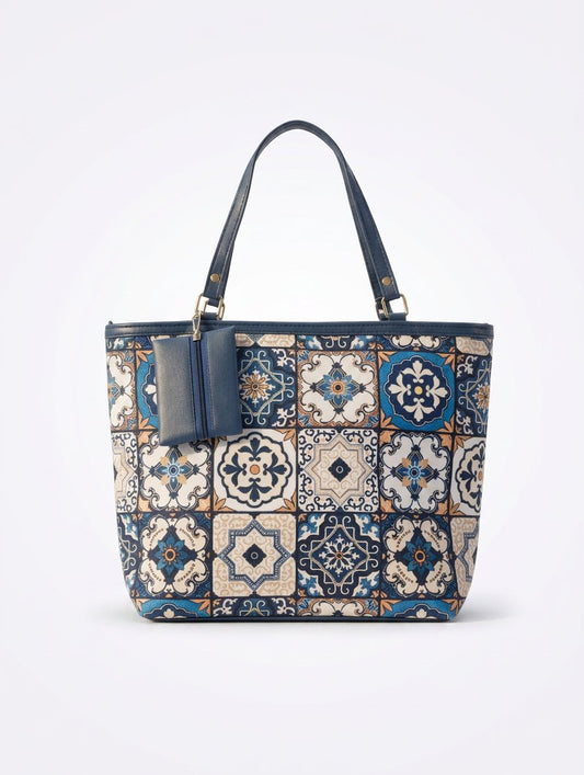 Moroccan Tile Print Tote Bag